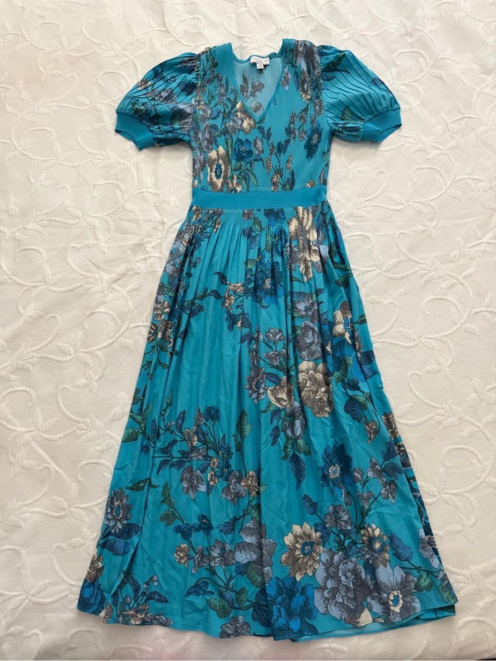 Teal Floral Midi Dress